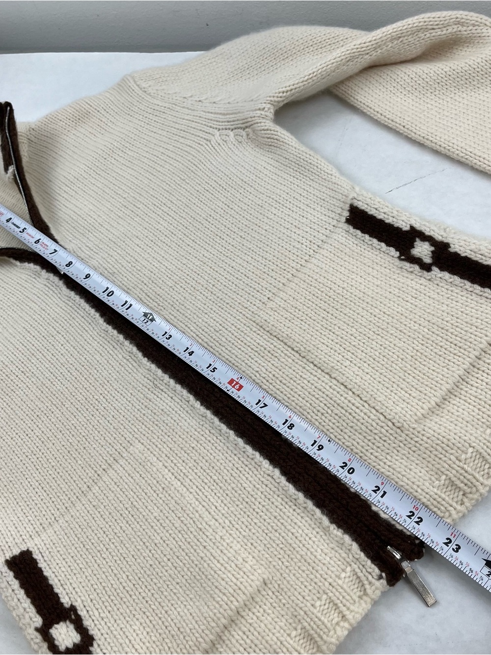 Effetto.F 100% Cashmere Cream Brown Full Zip Sweater Women’s M 8 - Picture 8 of 9